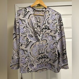 MARY ANN RESTIVO SILK TOP VINTAGE Paisley Print Women's Top